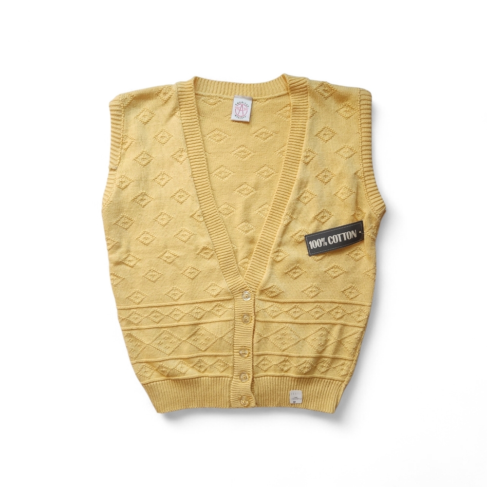 Yellow Knit Sleeveless Button-up Vest